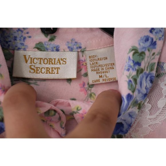 Victorias secret shirt dress women's M/L long sleeve floral button up lace trim - Picture 4 of 12
